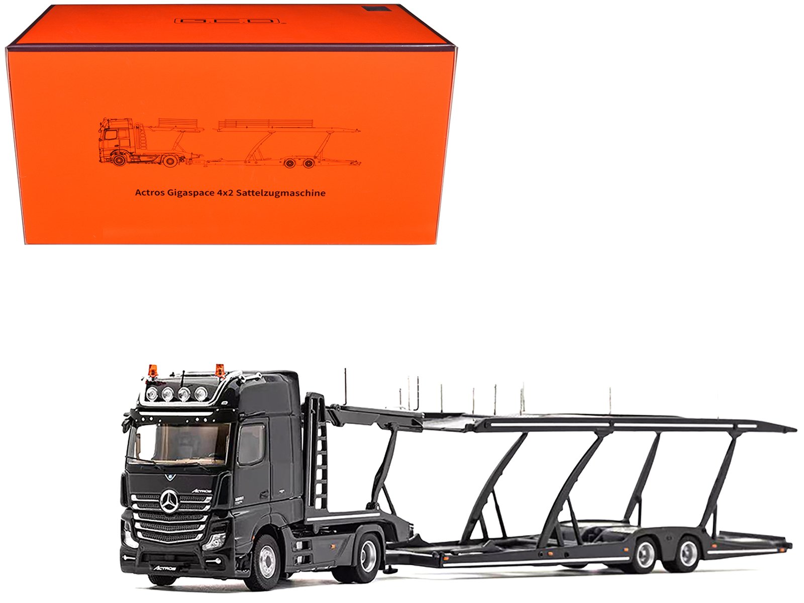 mercedes benz actros auto transporter black 1/64 diecast model by gcd mercedes benz actros auto transporter black 1/64 diecast model by gcd