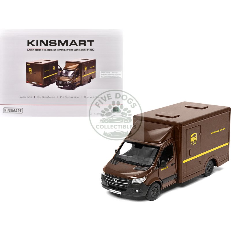 mercedes benz sprinter van "ups worldwide services" brown 1/48 diecast model car by kinsmart