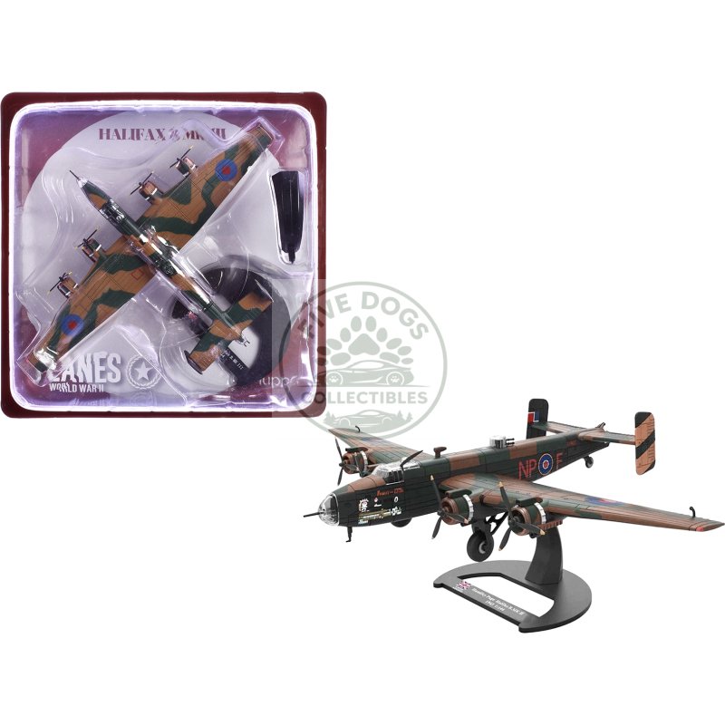 handley page halifax b.mk iii bomber aircraft "no. 158 squadron raf lissett yorkshire" royal air force (1944) "planes of world war ii" series 1/144 diecast model airplane by luppa