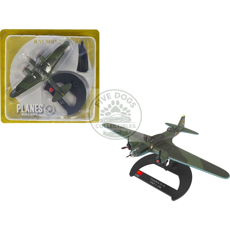 ilyushin il 4 bomber aircraft "soviet baltic fleet guards regiment" (1942) "planes of world war ii" series 1/144 diecast model airplane by luppa