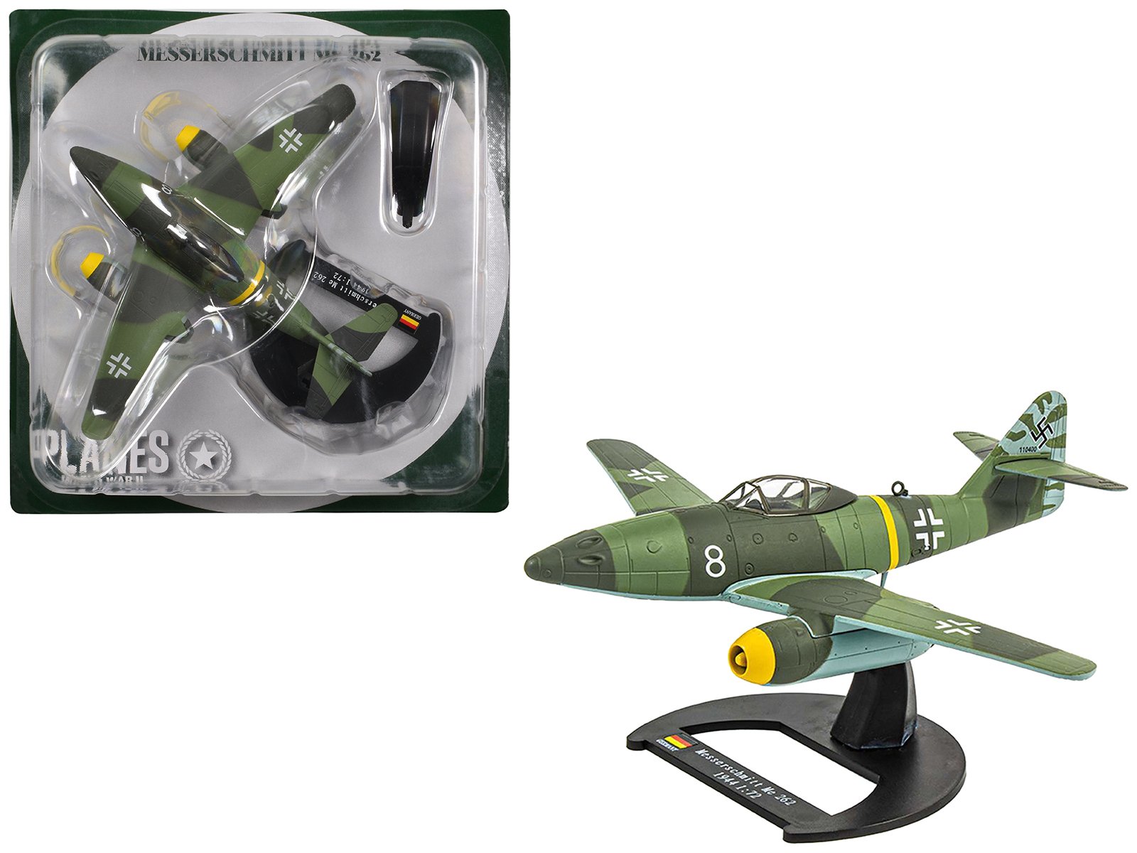 messerschmitt me 262 fighter aircraft "white 8 258 aerial victory ace walter nowotny kommando nowotny germany" (1944) german luftwaffe 1/72 diecast model airplane by luppa messerschmitt me 262 fighter aircraft "white 8 258 aerial victory ace walter nowotny kommando nowotny germany" (1944) german luftwaffe 1/72 diecast model airplane by luppa