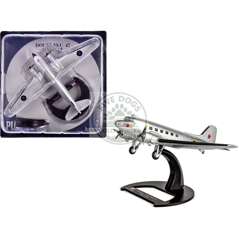 douglas c 47 dakota transport aircraft "field marshal montgomery no. 24 squadron" royal air force (1945) "planes of world war ii" series 1/144 diecast model airplane by luppa