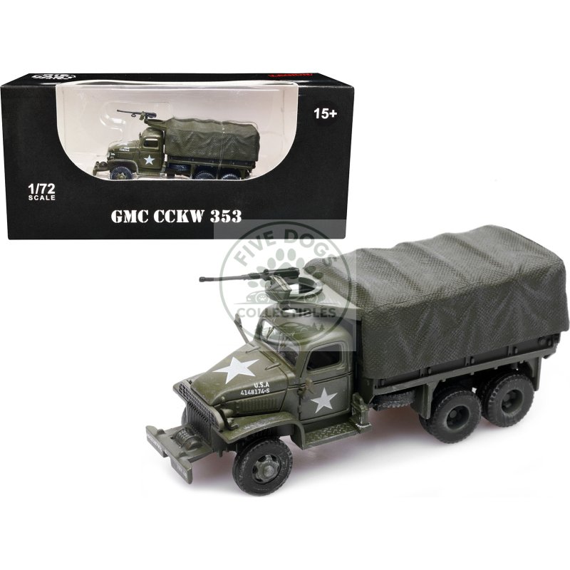 gmc cckw 353 truck with mounted gun olive drab "4148174 s" us army world war ii 1/72 diecast model by legion