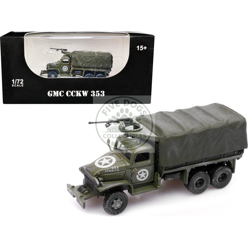 gmc cckw 353 truck with mounted gun olive drab "4734511 s" us army world war ii 1/72 diecast model by legion