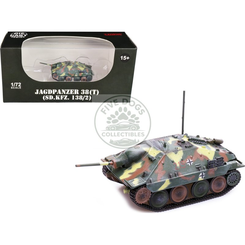 jagdpanzer 38(t) sd.kfz. 138/2 hetzer tank destroyer camouflage "german army world war ii" 1/72 diecast model by legion