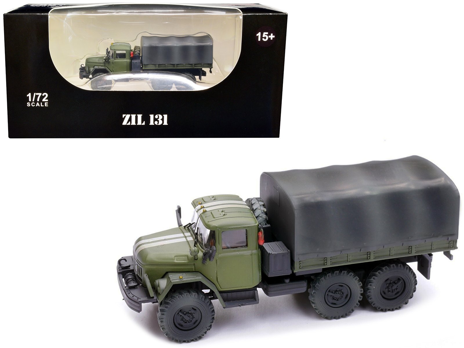 zil 131 cargo truck green with white stripes "ukrainian ground forces" 1/72 diecast model by legion zil 131 cargo truck green with white stripes "ukrainian ground forces" 1/72 diecast model by legion