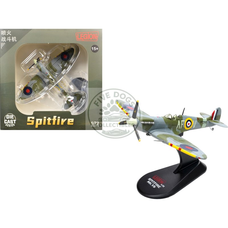 supermarine spitfire mk iia fighter aircraft "p7290 air fighting development unit raf duxford" (1942) royal air force 1/72 diecast model by legion