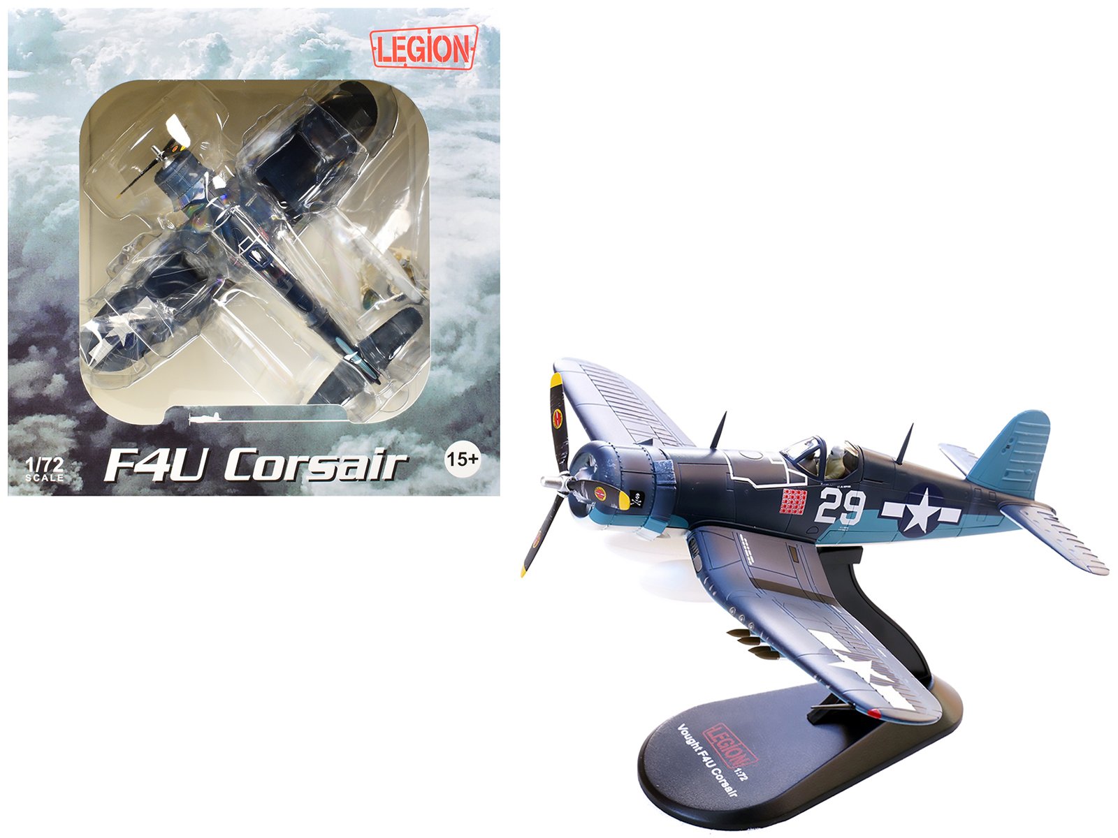 vought f4u 1a corsair fighter aircraft "ace ira kepford vf 17 jolly rogers bougainville solomon islands" (1944) united states navy 1/72 diecast model by legion vought f4u 1a corsair fighter aircraft "ace ira kepford vf 17 jolly rogers bougainville solomon islands" (1944) united states navy 1/72 diecast model by legion