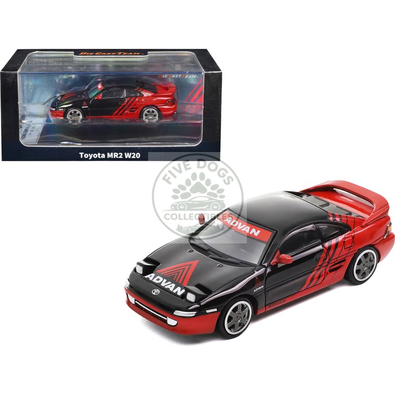 toyota mr2 w20 rhd (right hand drive) "advan" black and red 1/64 diecast model car by die cast team