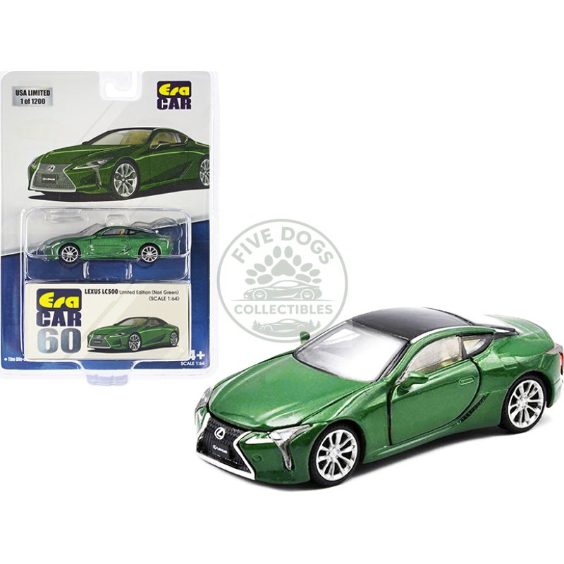 lexus lc500 nori green metallic with black top limited edition to 1200 pieces 1/64 diecast model car by era car