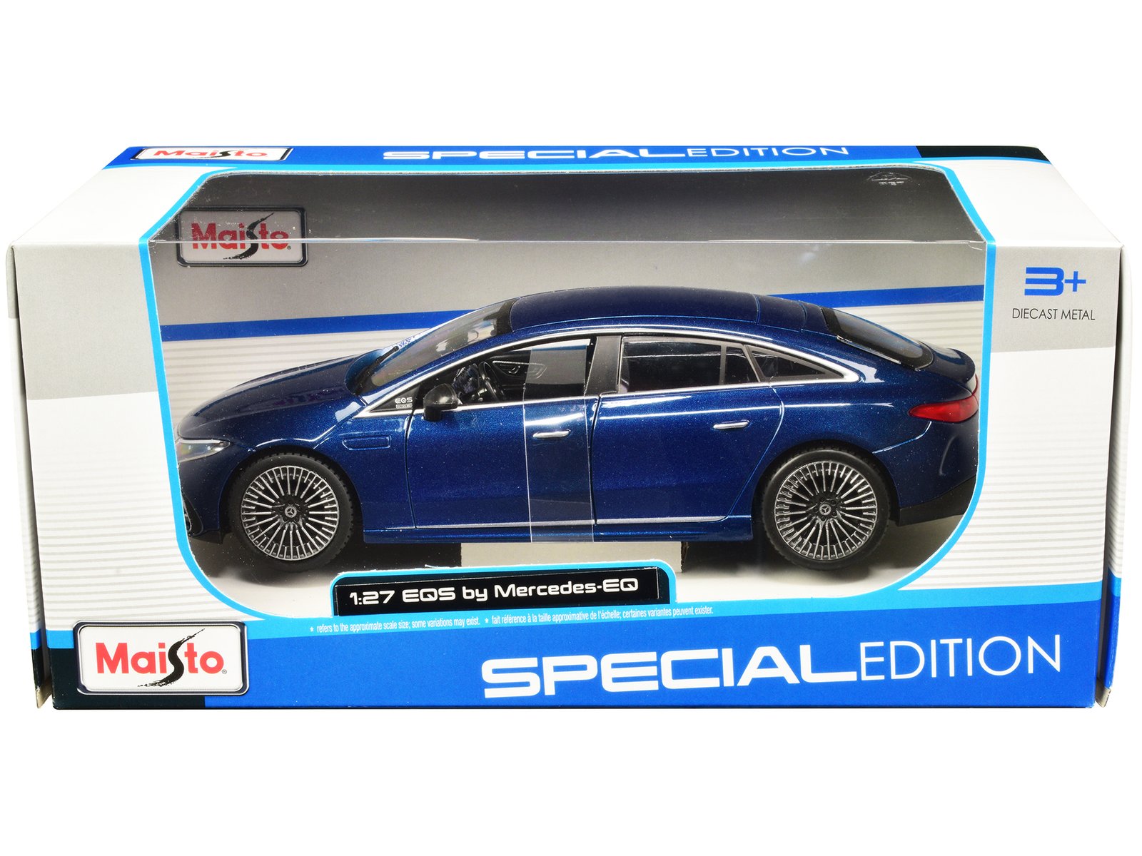 mercedes benz eqs blue metallic "special edition" series 1/27 diecast model car by maisto mercedes benz eqs blue metallic "special edition" series 1/27 diecast model car by maisto