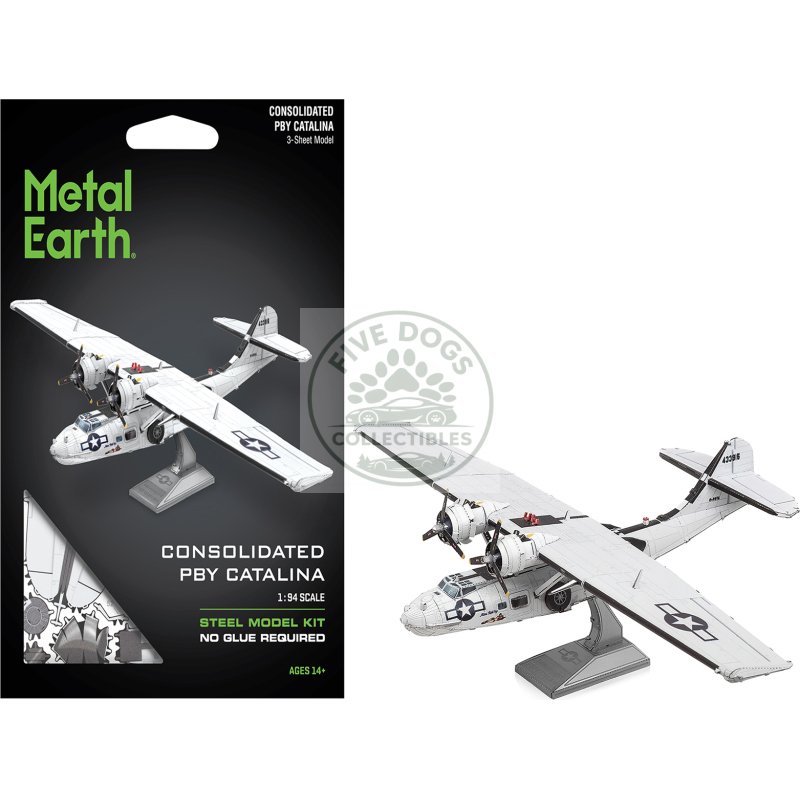 model kit consolidated pby catalina amphibious aircraft "miss pick up" united states army air forces (moderate difficulty) steel model by metal earth
