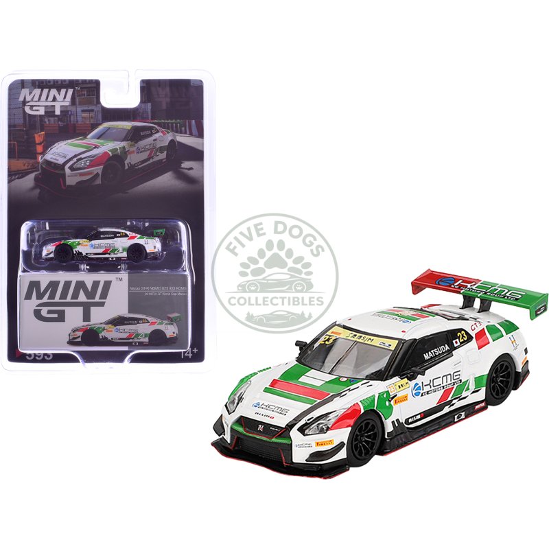 nissan gt r nismo gt3 #23 tsugio matsuda "kcmg" "fia gt world cup macau" (2018) limited edition 1/64 diecast model car by mini gt
