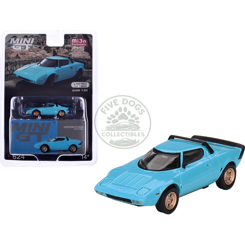 lancia stratos hf stradale azzuro chiaro blue limited edition to 1800 pieces worldwide 1/64 diecast model car by mini gt