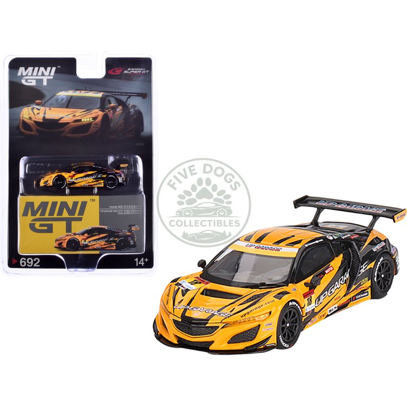 honda nsx gt3 evo22 #18 takashi kobayashi syun koide "team upgarage" "super gt series" (2023) limited edition 1/64 diecast model car by mini gt
