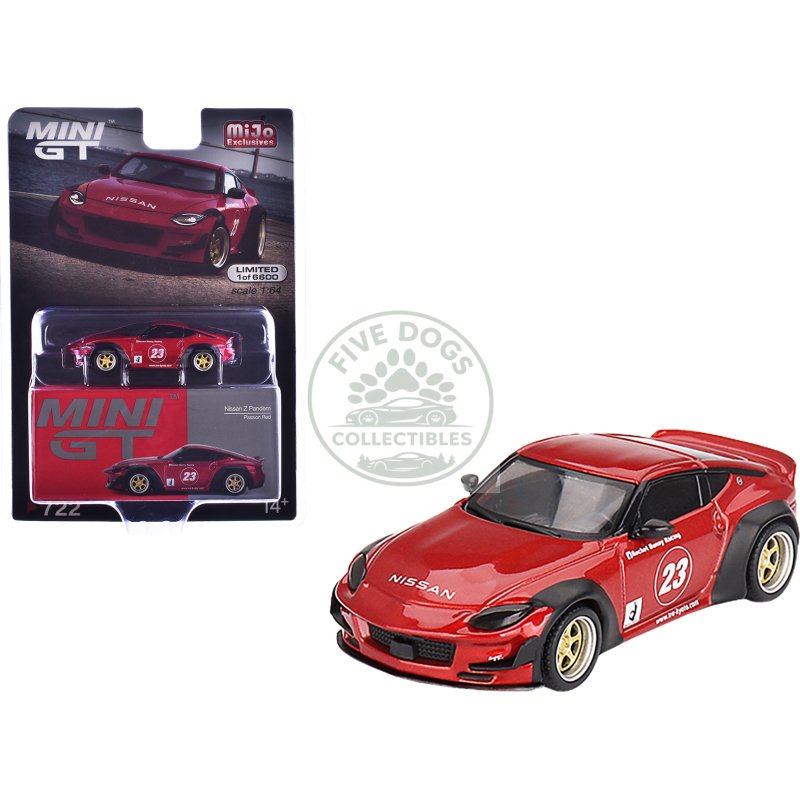 nissan z "pandem" #23 passion red metallic limited edition to 6600 pieces worldwide 1/64 diecast model car by mini gt