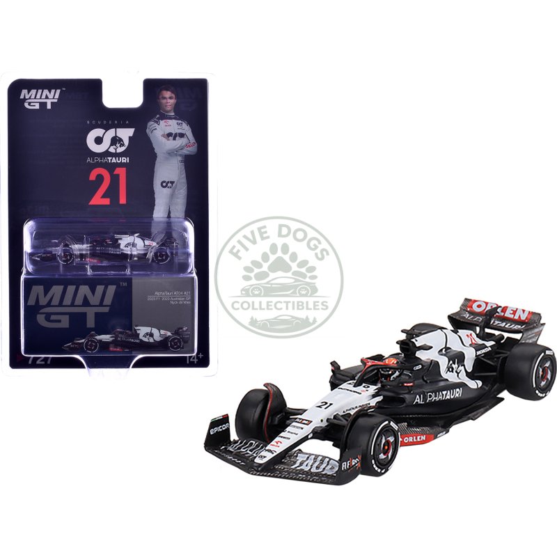 alphatauri at04 #21 nyck de vries formula one f1 "australian gp" (2023) limited edition 1/64 diecast model car by mini gt