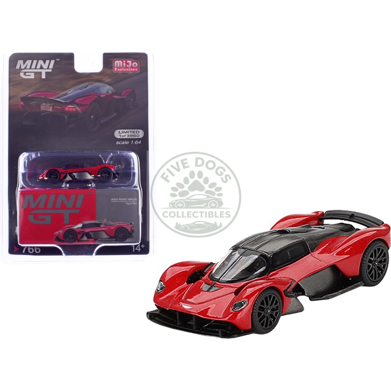 aston martin valkyrie hyper red with carbon top limited edition to 3960 pieces worldwide 1/64 diecast model car by mini gt