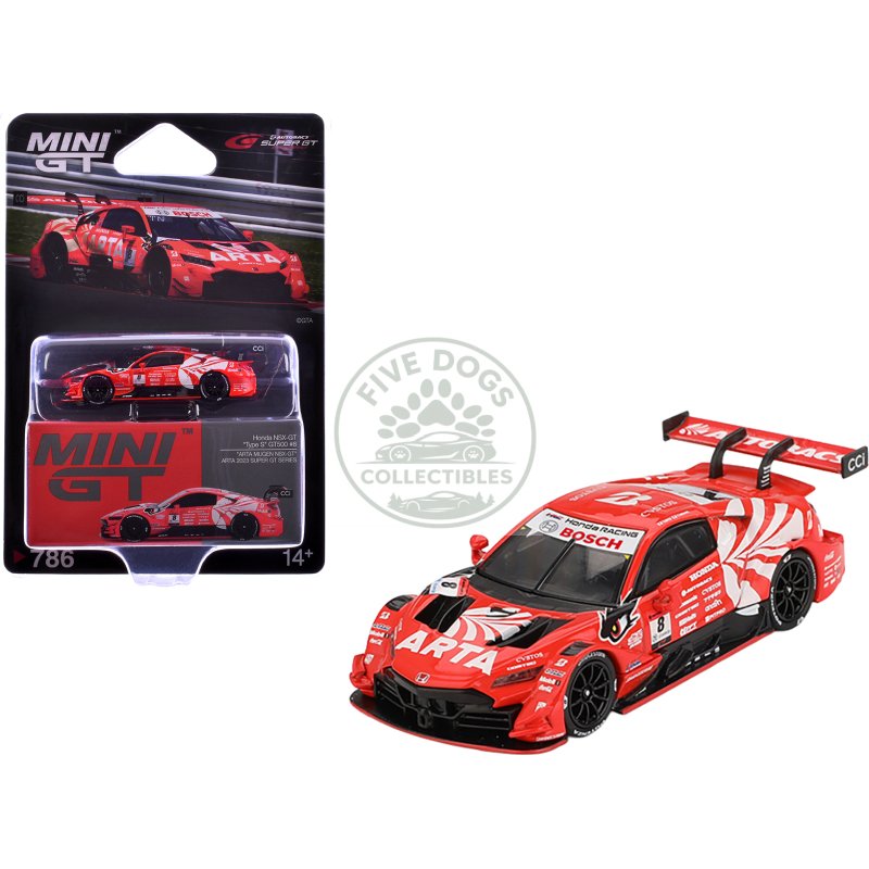 honda nsx gt "type s" gt500 #8 tomoki nojiri toshiki oyu "arta" "super gt series" (2023) limited edition 1/64 diecast model car by mini gt