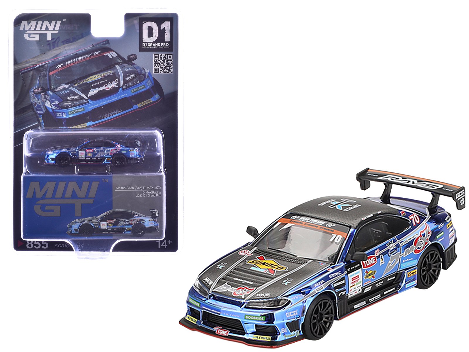 nissan silvia (s15) d max rhd (right hand drive) #70 masashi yokoi "d max racing" "d1 grand prix" (2023) limited edition 1/64 diecast model car by mini gt nissan silvia (s15) d max rhd (right hand drive) #70 masashi yokoi "d max racing" "d1 grand prix" (2023) limited edition 1/64 diecast model car by mini gt
