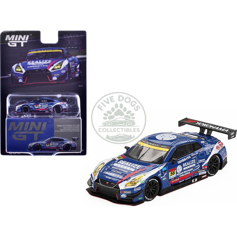 nissan gt r nismo gt3 #56 joao paulo de oliveira teppei natori "realize nissan mechanic challenge gt r" "super gt series" (2023) limited edition 1/64 diecast model car by mini gt