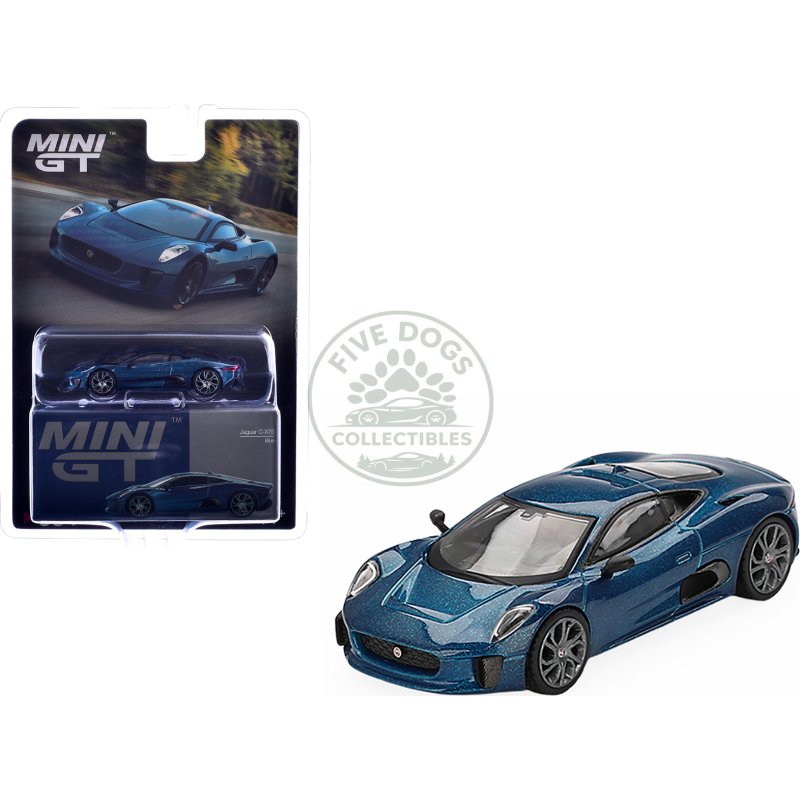 jaguar c x75 blue metallic limited edition 1/64 diecast model car by mini gt
