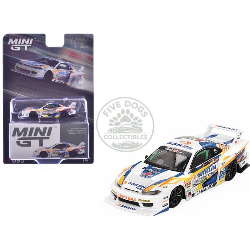 nissan "lb super silhouette" s15 silvia rhd (right hand drive) #555 yukio fausto "formula drift japan" (2023) limited edition 1/64 diecast model car by mini gt