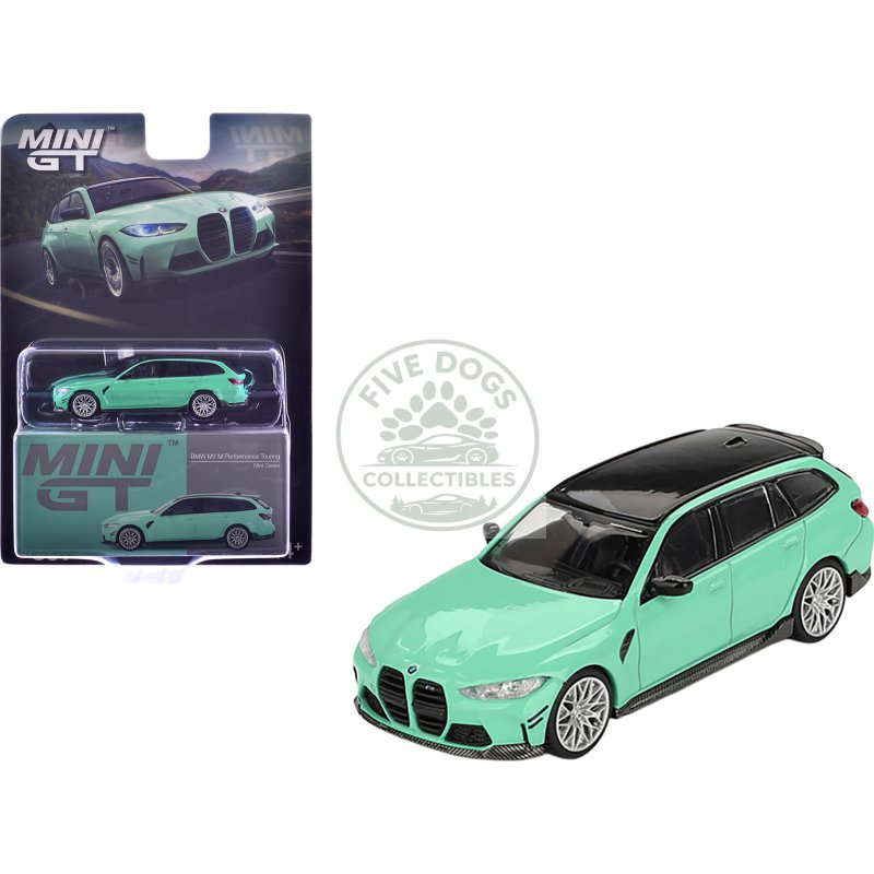 bmw m3 m performance touring mint green with black top limited edition 1/64 diecast model car by mini gt