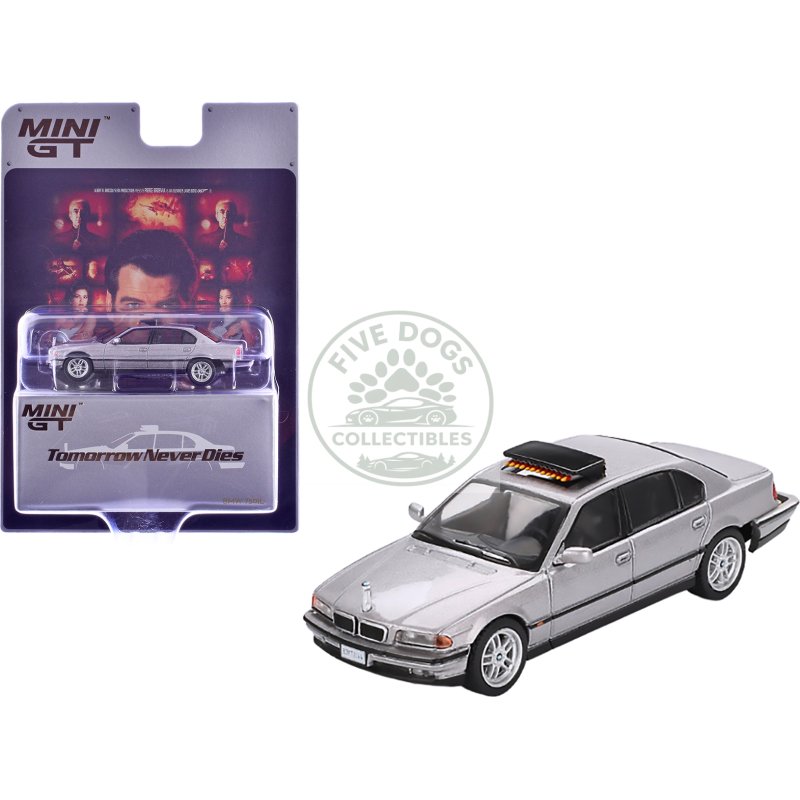 bmw 750il gray metallic 007 james bond "tomorrow never dies" (1997) movie limited edition 1/64 diecast model car by mini gt