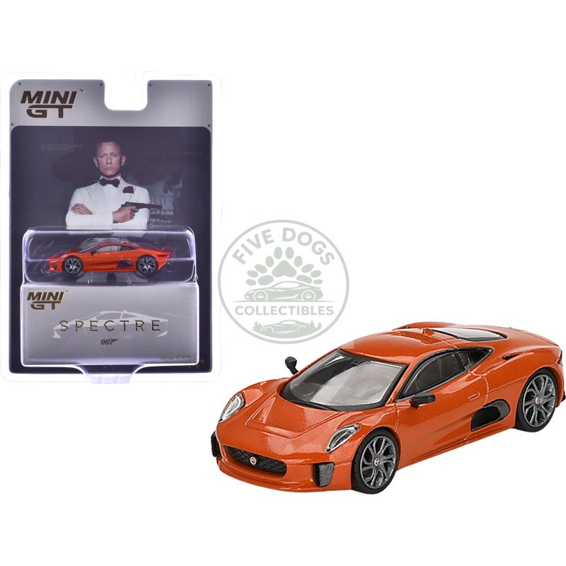 jaguar c x75 orange metallic 007 james bond "spectre" (2015) movie limited edition 1/64 diecast model car by mini gt