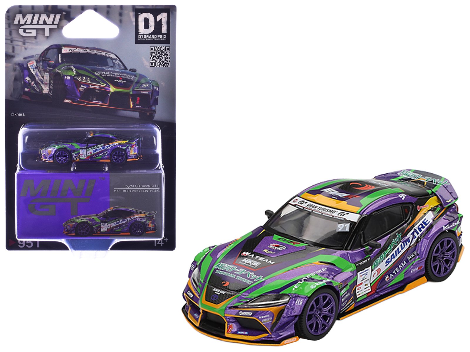 toyota gr supra kuhl rhd (right hand drive) #91 shingo hatanaka "evangelion racing" "d1 grand prix" (2021) limited edition 1/64 diecast model car by mini gt toyota gr supra kuhl rhd (right hand drive) #91 shingo hatanaka "evangelion racing" "d1 grand prix" (2021) limited edition 1/64 diecast model car by mini gt
