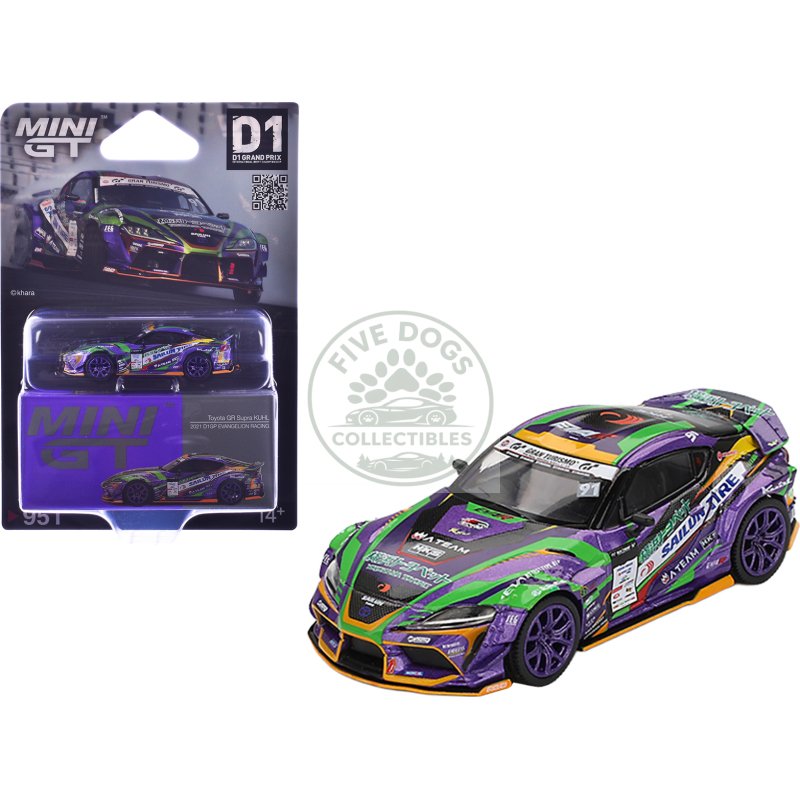 toyota gr supra kuhl rhd (right hand drive) #91 shingo hatanaka "evangelion racing" "d1 grand prix" (2021) limited edition 1/64 diecast model car by mini gt
