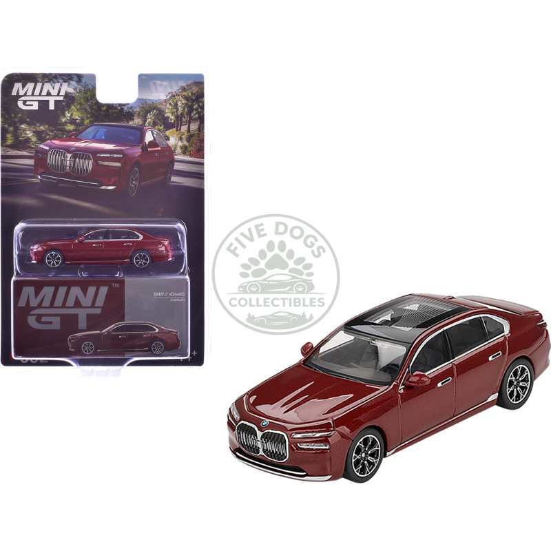 bmw i7 xdrive60 aventurin red metallic limited edition 1/64 diecast model car by mini gt