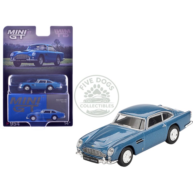 aston martin db5 sierra blue metallic limited edition 1/64 diecast model car by mini gt