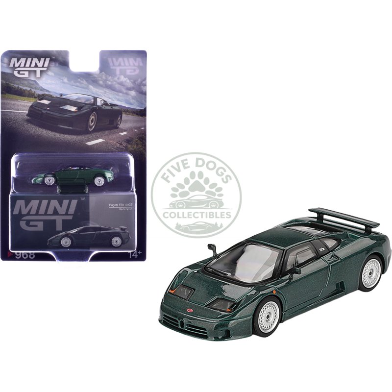 bugatti eb110 gt verde scuro dark green metallic limited edition 1/64 diecast model car by mini gt