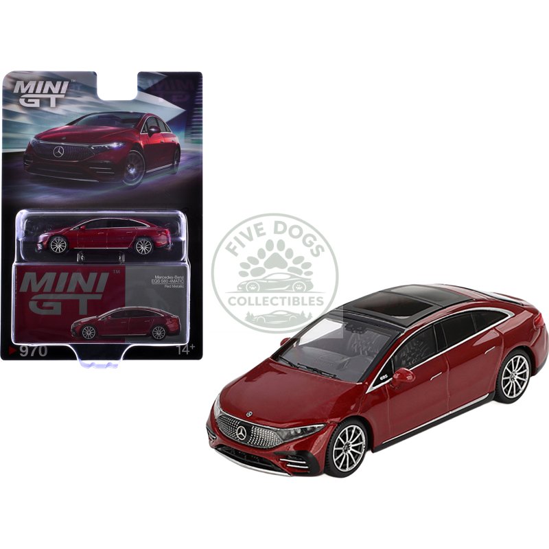 mercedes benz eqs 580 4matic red metallic with sun roof limited edition 1/64 diecast model car by mini gt