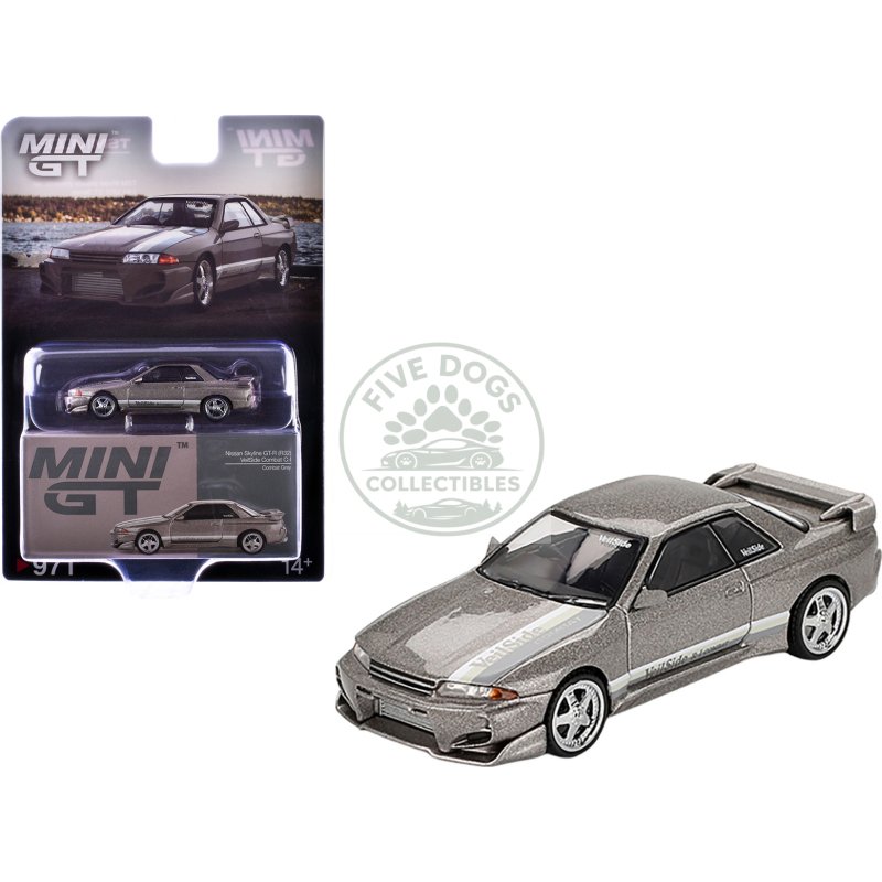 nissan skyline gt r (r32) rhd (right hand drive) "veilside combat c i" gray metallic limited edition 1/64 diecast model car by mini gt
