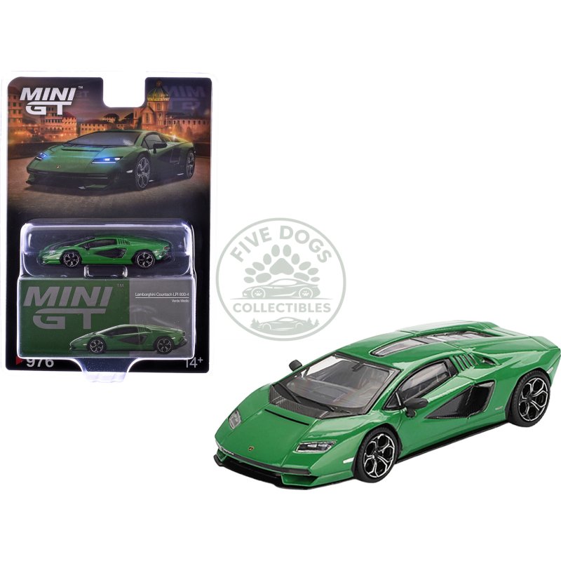lamborghini countach lpi 800 4 verde medio green limited edition 1/64 diecast model car by mini gt