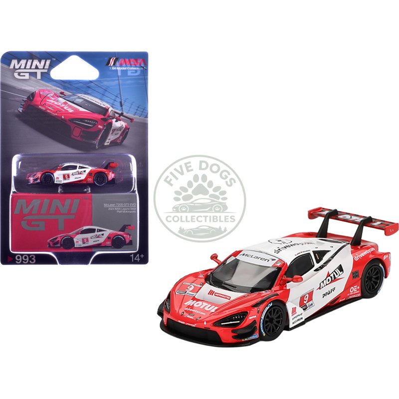 mclaren 720s gt3 evo #9 oliver jarvis marvin kirchhofer "pfaff motorsports" imsa "motul course de monterey laguna seca" (2024) limited edition 1/64 diecast model car by mini gt
