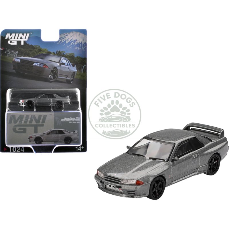 nissan skyline gt r (nismo bnr32 crs version) rhd (right hand drive) dark metal gray metallic limited edition 1/64 diecast model car by mini gt