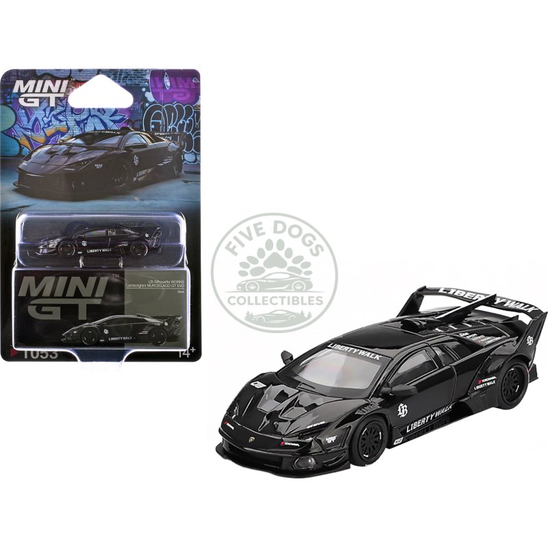 lamborghini murcielago gt evo lb silhouette works black limited edition 1/64 diecast model car by mini gt