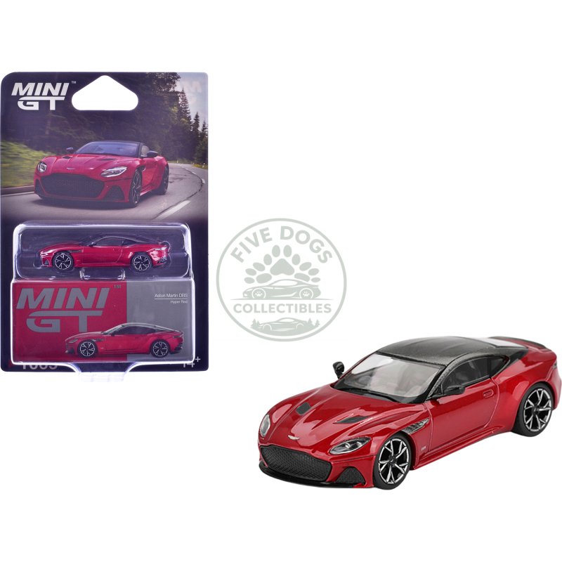 aston martin dbs rhd (right hand drive) hyper red metallic with carbon top limited edition 1/64 diecast model car by mini gt