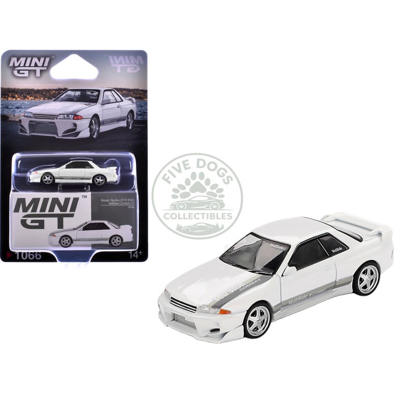 nissan skyline gt r (r32) rhd (right hand drive) "veilside combat c i" white with gray stripes limited edition 1/64 diecast model car by mini gt