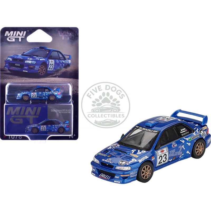 subaru impreza wrc99 #23 richard burns roger freeman "acropolis rally" (2000) limited edition 1/64 diecast model car by mini gt