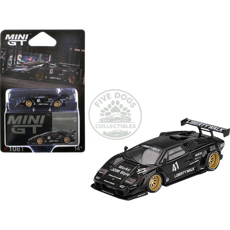 lamborghini countach lb works #41 black limited edition 1/64 diecast model car by mini gt
