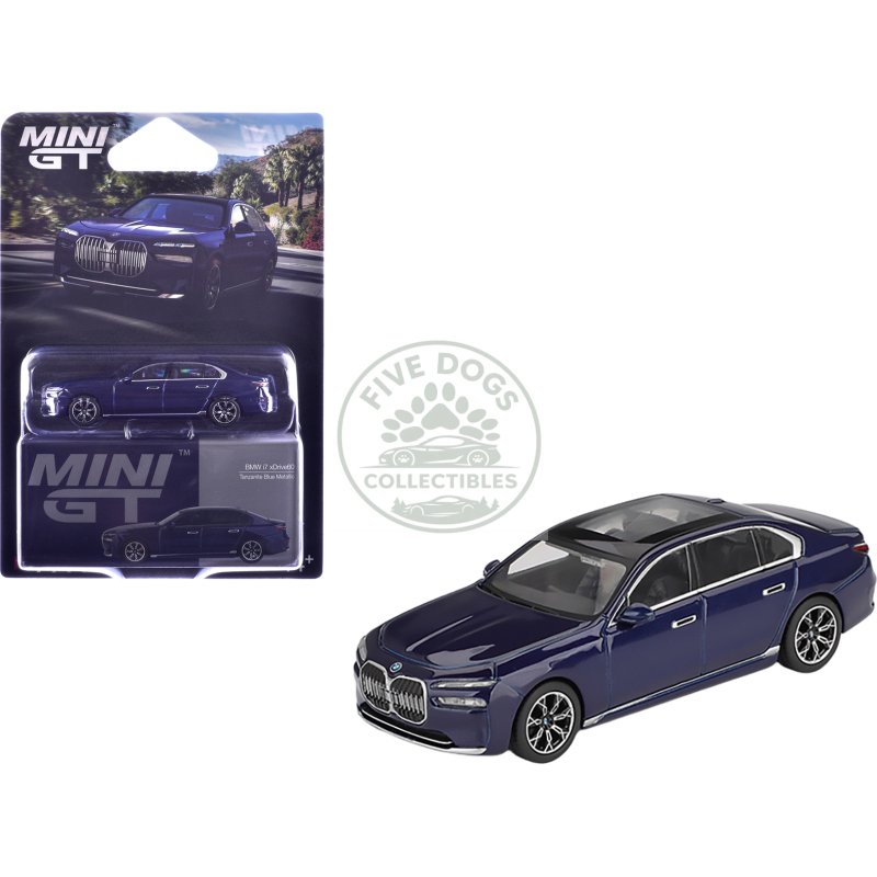 bmw i7 xdrive60 tanzanite blue metallic with sun roof limited edition 1/64 diecast model car by mini gt