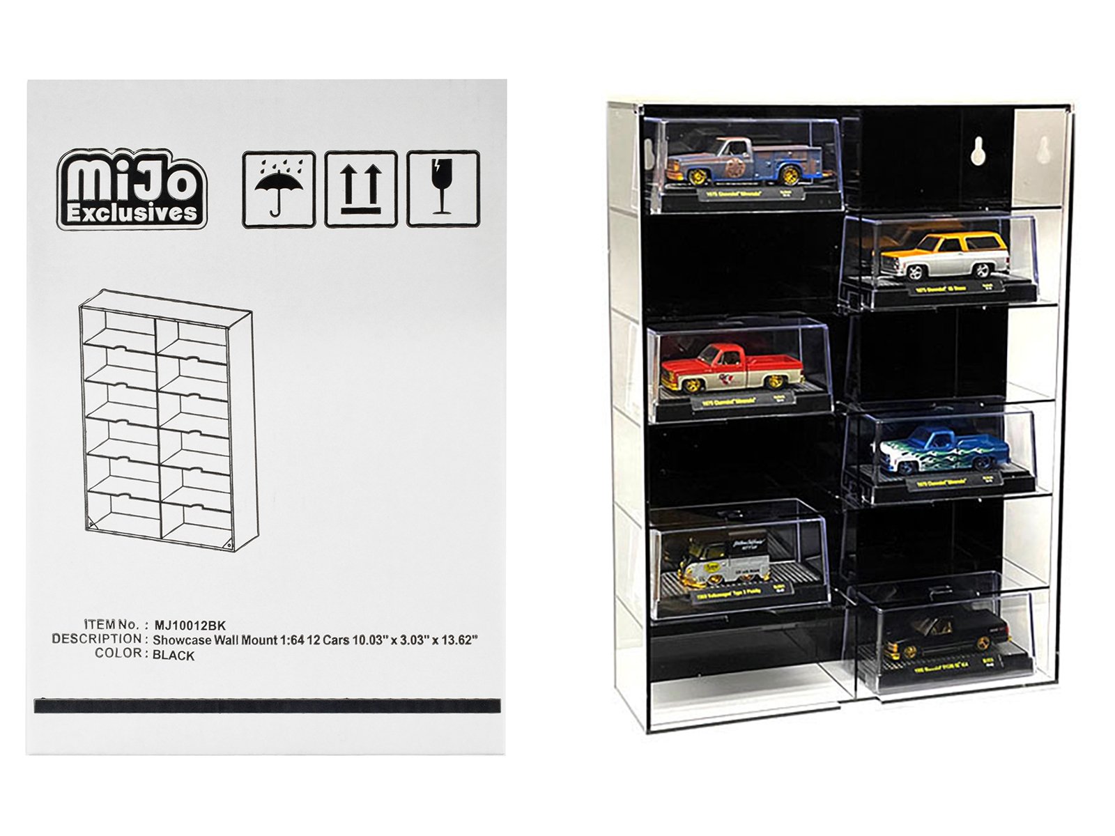 showcase 12 car display case wall mount with black back panel and extra space "mijo exclusives" for 1/64 scale models showcase 12 car display case wall mount with black back panel and extra space "mijo exclusives" for 1/64 scale models