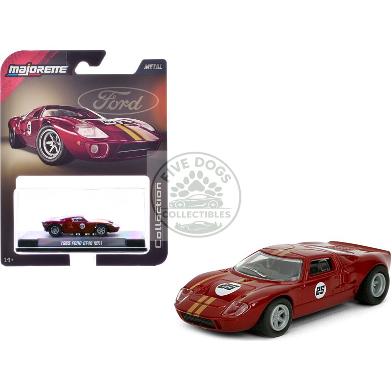 1965 ford gt40 mk1 #25 red metallic with gold stripes "collection" series 1/64 diecast model car by majorette