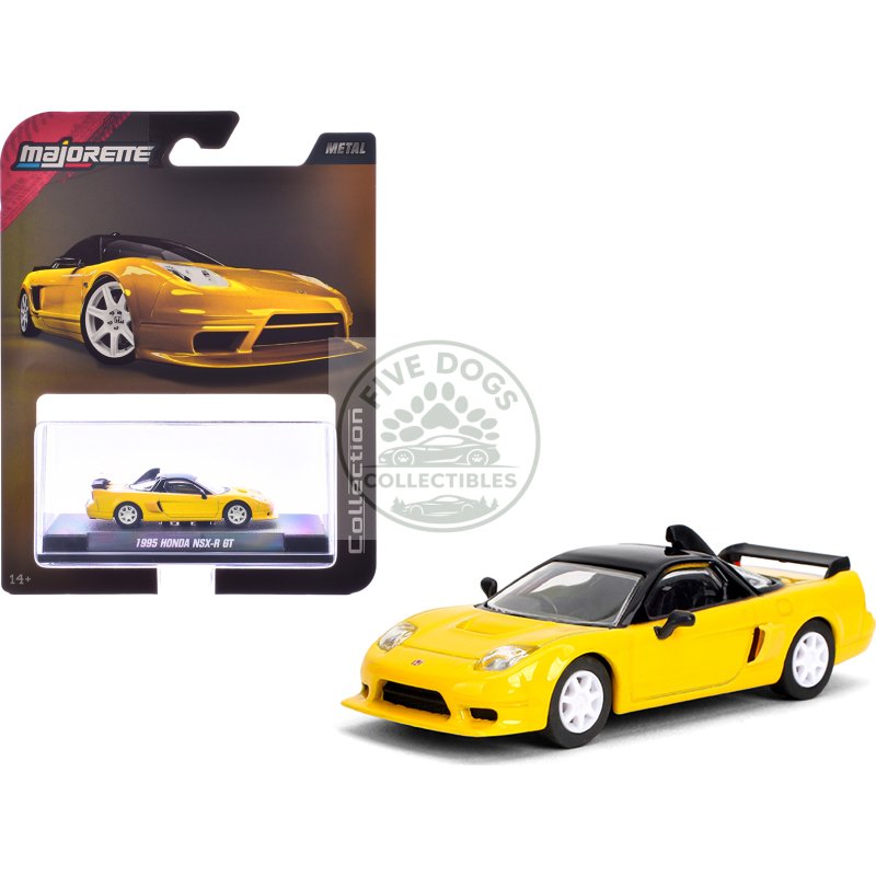1995 honda nsx r gt rhd (right hand drive) yellow with black top "collection" series 1/64 diecast model car by majorette