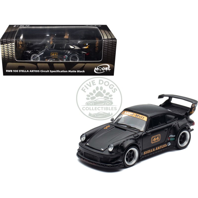 rwb 930 circuit specification #44 "stella artois" matt black 1/64 diecast model car by model model